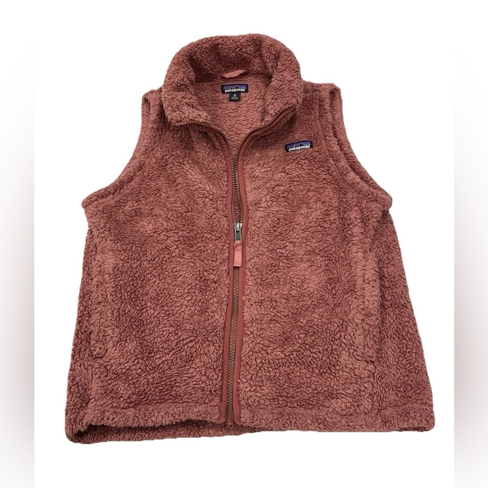 Patagonia Girls' Los Gatos Vest Cozy Fleece Sherpa Teddy in Pink Sz M 10 Yrs